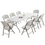 Chaise blanche pliable en plastique pied fer