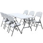 Chaise blanche pliable en plastique pied fer