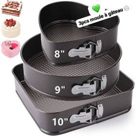 Lot de 3 Moules à Gâteau 24 / 26 / 28 cm - Noir