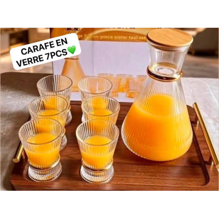 Ensemble Carafe En Verre 7Pcs Raffiné, luxe