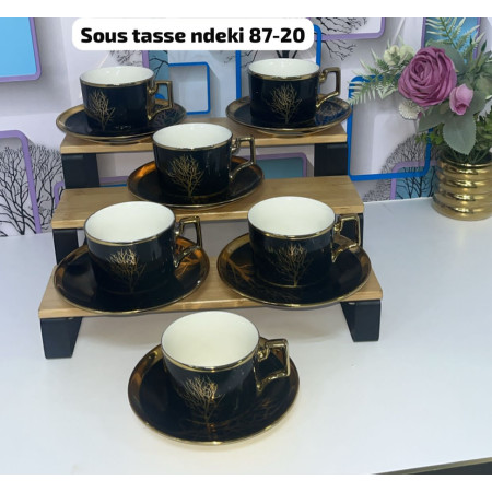ensemble 6 tasses et sous tasses- petit déjeuner