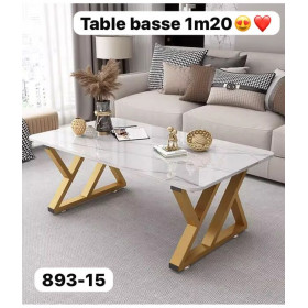 Table basse rectangulaire élégante au plateau en  marbre