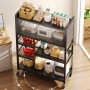 Chariot Étagère Cuisine sur Roulettes avec Vitrine Transparente – Rangement