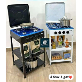 Cuisinière à gaz sur pied à 4 brûleurs avec étagère