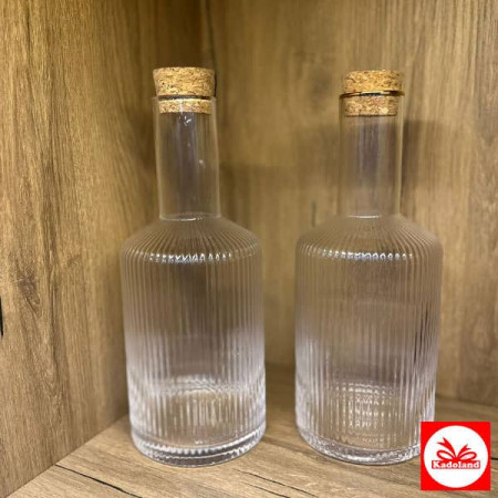 lot de 2 Bouteilles en verre avec couvercle en bois – 1L