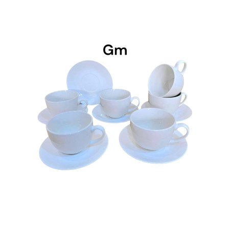 Ensemble 6 tasses - porcelaine avec sous tasse gm