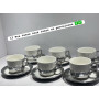 Ensemble 6 tasses - Verre avec sous tasse porcelaine