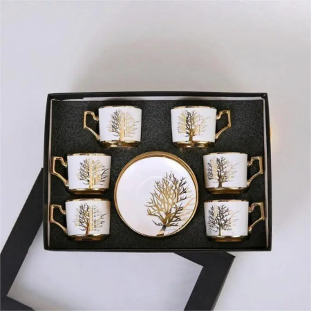 Ensemble de tasses et sous tasses à café en porcelaine de luxe 12pcs