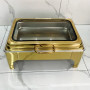 Plat Chafing Électrique Doré de Luxe pour Buffets de Restauration, Chauffe-Plats pour Hôtels et Restaurants
