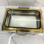Plat Chafing Électrique Doré de Luxe pour Buffets de Restauration, Chauffe-Plats pour Hôtels et Restaurants