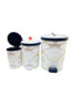 lot de 3 POUBELLES À PÉDALE DÉCORÉES- Blanc