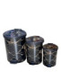lot de 3 POUBELLES À PÉDALE DÉCORÉES- Noir
