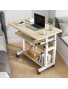 Table Multifonctions avec Etagères et Roue pour Ordinateur - Beige