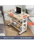 Table Multifonctions avec Etagères et Roue pour Ordinateur - Beige
