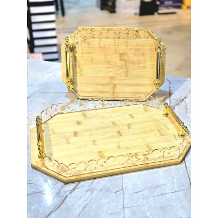 ensemble plateau en bois 2pcs